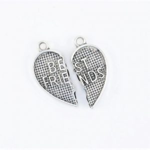 Pendentif coeur "best friend" en métal 35 x 15mm