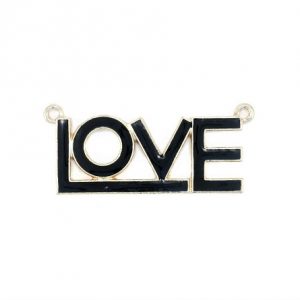 Pendentif "love" en métal avec époxy 49 x 21mm