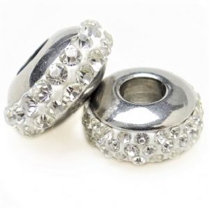 Bille design pandora avec cristal en acier inoxydable