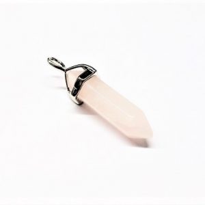 Pendentif pointe hexagonale en quartz rose  8 x 40mm