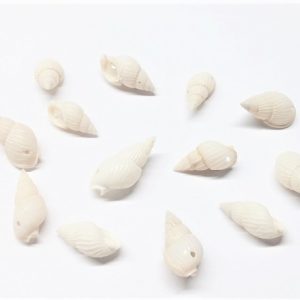 Pendentif coquillage en spirale teint blanc 19 à 21 x 10 à 11 x 8 à 9mm, trou 1mm