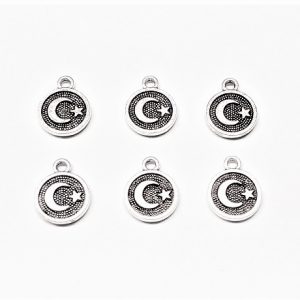 Pendentif/breloque "moonstar" argent antique 10mm