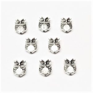 Pièce de métal hibou argent antique 10 x 8mm