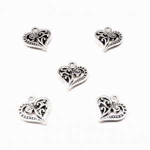 Pendentif/breloque coeur argent antique 14 x 15mm