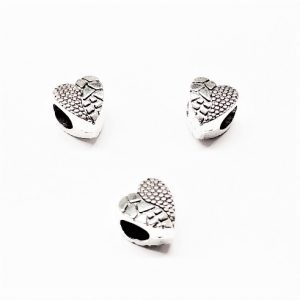 Bille style pandora coeur argent antique 9mm trou 5mm