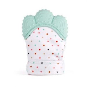 Silicone mitaine à croquer avec pois multicolore