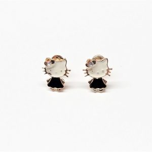 Boucle d'oreille chat en robe avec cristal 12mm