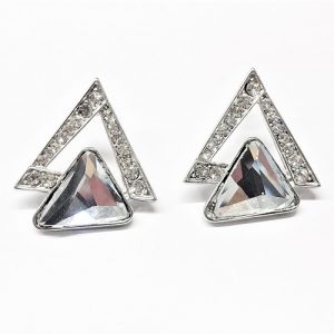 Boucle d'oreille triangle avec cristal 30mm