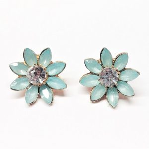 Boucle d'oreille fleur avec cristal 25mm