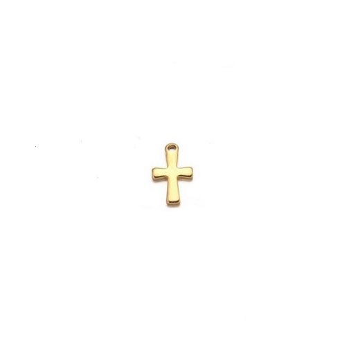 Acier inoxydable or 304 pendentif croix 12 x 7 x 0.8mm