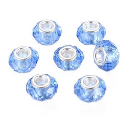 Bille en verre et laiton style Pandora avec grand trou