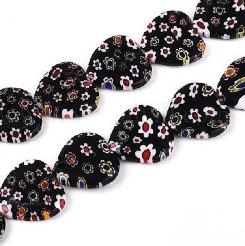 Cœur millefiori en verre fait à la main